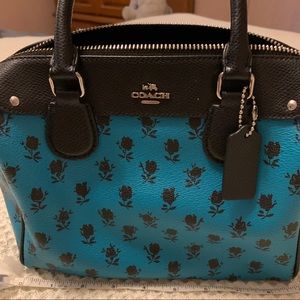 🌹 Coach Purse Turquoise and Black Rose Design